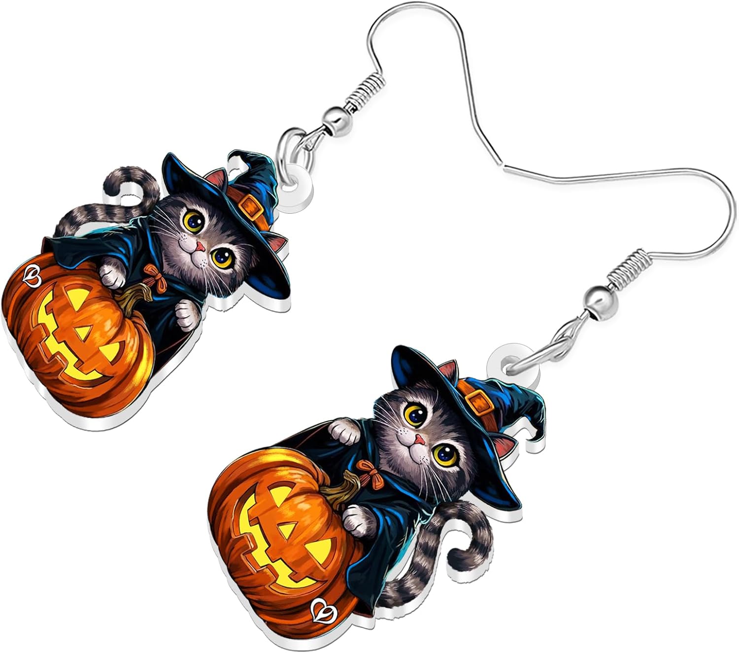 Acrylic Pumpkin Black Cat Earrings for Women,Spooky Witch Hat Kitten Halloween Earrings Dangle Witchy Cat Lover Gifts for Women Jewelry Costume Accessories - Image 3