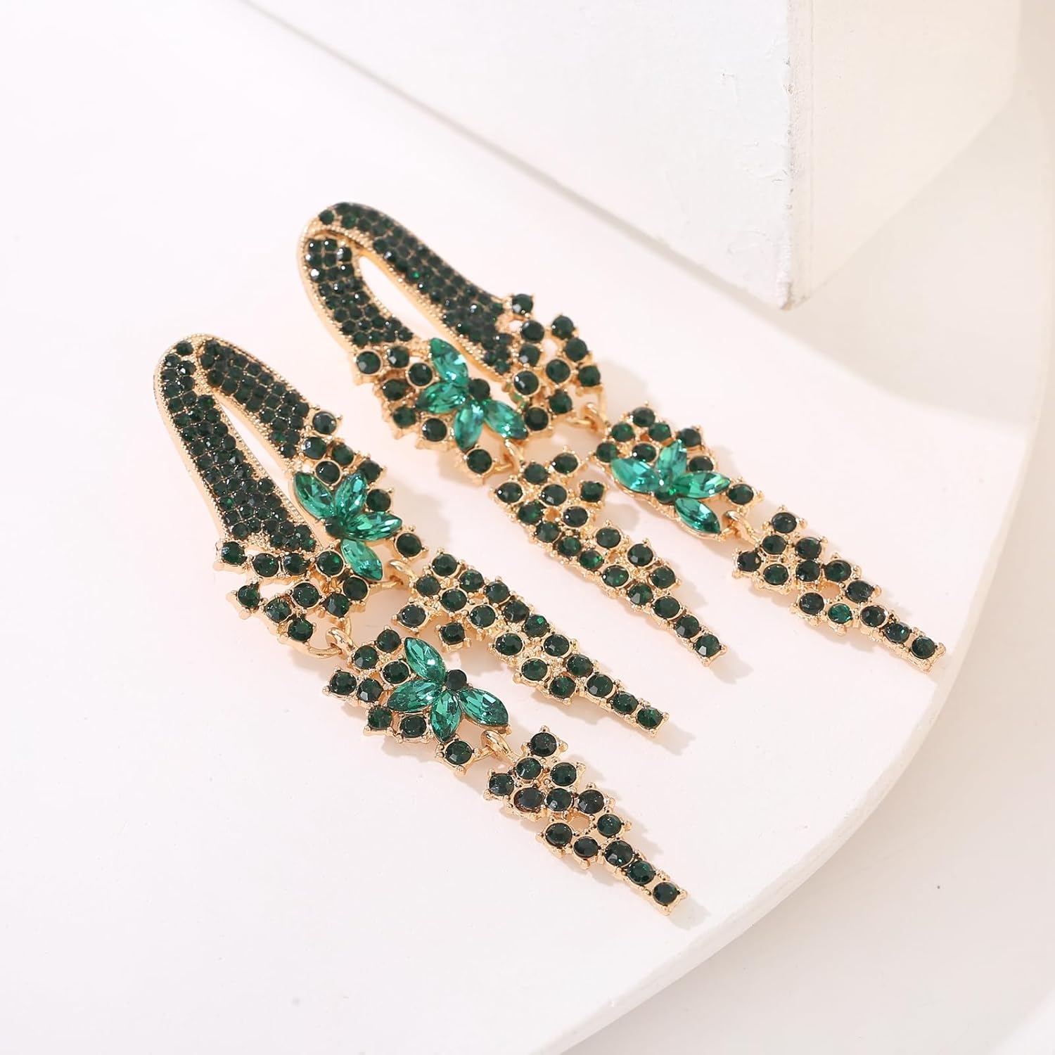 Long Rhinestone Dangle Wedding Earrings for Women Brides Bridesmaids Sparkly Crystal Drop Statement Earrings for Wedding Prom Pageant - Image 2