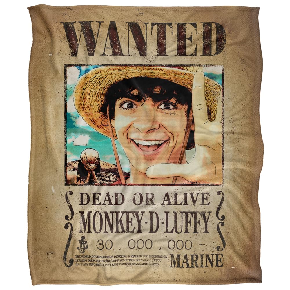 One Piece Monkey D.Luffy Wanted Poster Silky Touch Super Soft Throw Blanket 152 X 127 Cm