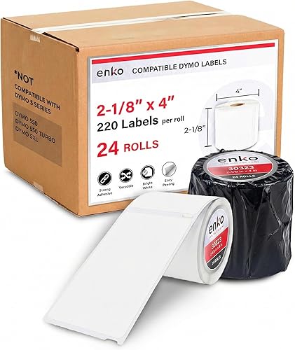 Miniatura 7 de enKo (6 rollos, 1320 etiquetas) Etiquetas de dirección y envío 30323 (2-1/8 x 4") Compatible con Dymo LabelWriter