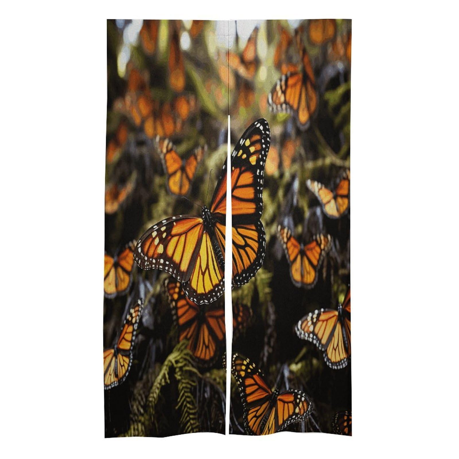 VstaDank Heaps of Orange Monarch Butterflies Noren Doorway Curtain Printed Window Treatment Door Tapestry Chinese Traditional Doorway Curtain Long Type Door Tapestry for Home Decoration