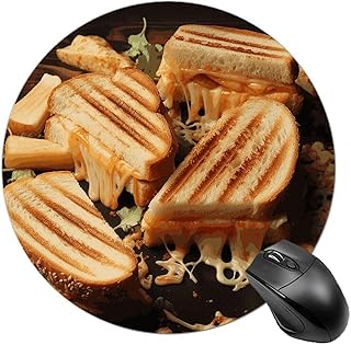 Cheese Sandwiches Mouse Pad Round Non-Slip Waterproof Mouse Mat Comfortable Durable Rubber Base Computer Pads for Writing Desk, Office, Home