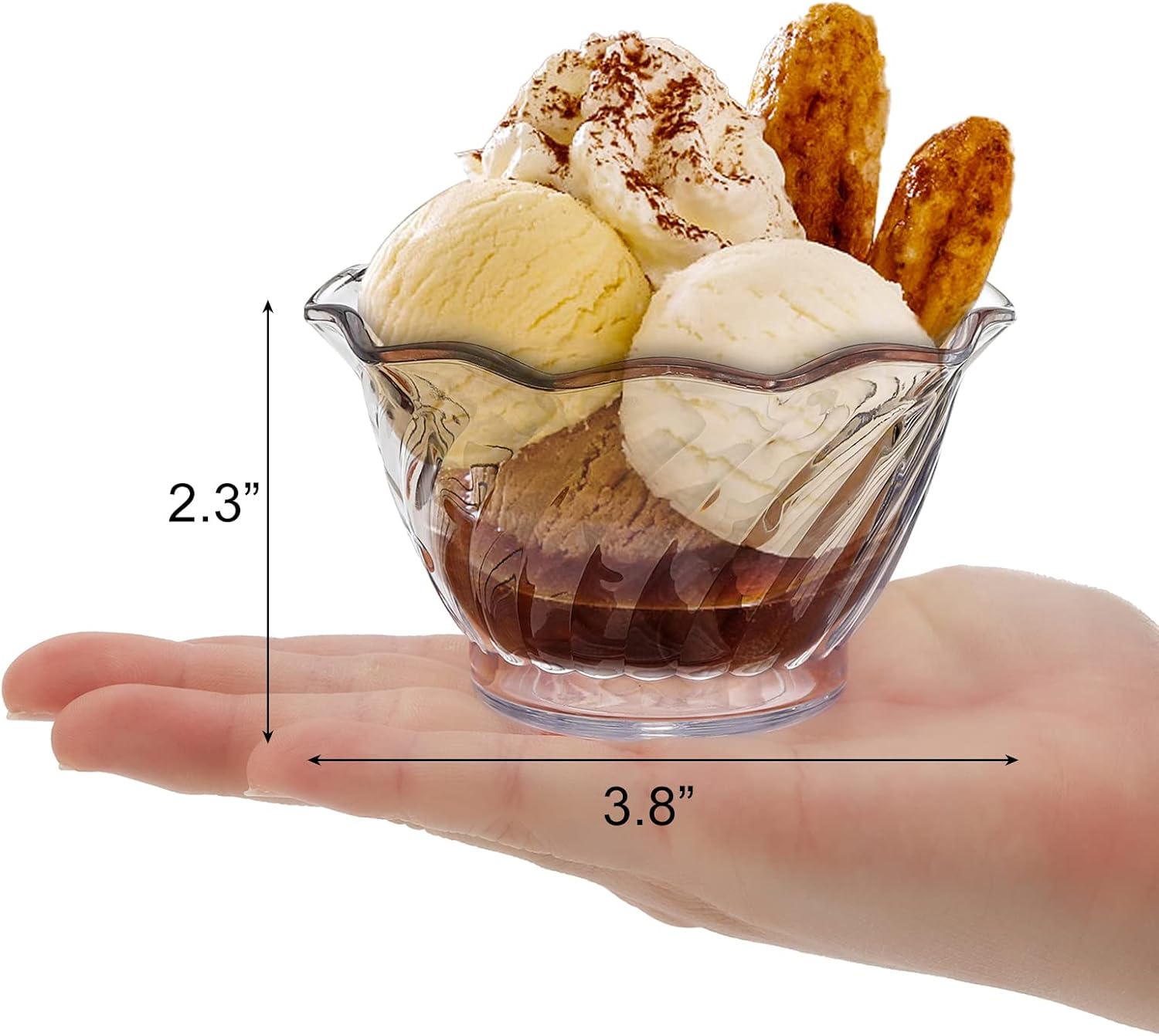 Elsjoy Set of 12 Plastic Dessert Bowls, 5.7 Oz Mini Appetizer Cup Clear Small Snack Bowls, Small Plastic Ice Cream Bowls for Candy, Nut, Fruits, Flower Shape : Home & Kitchen