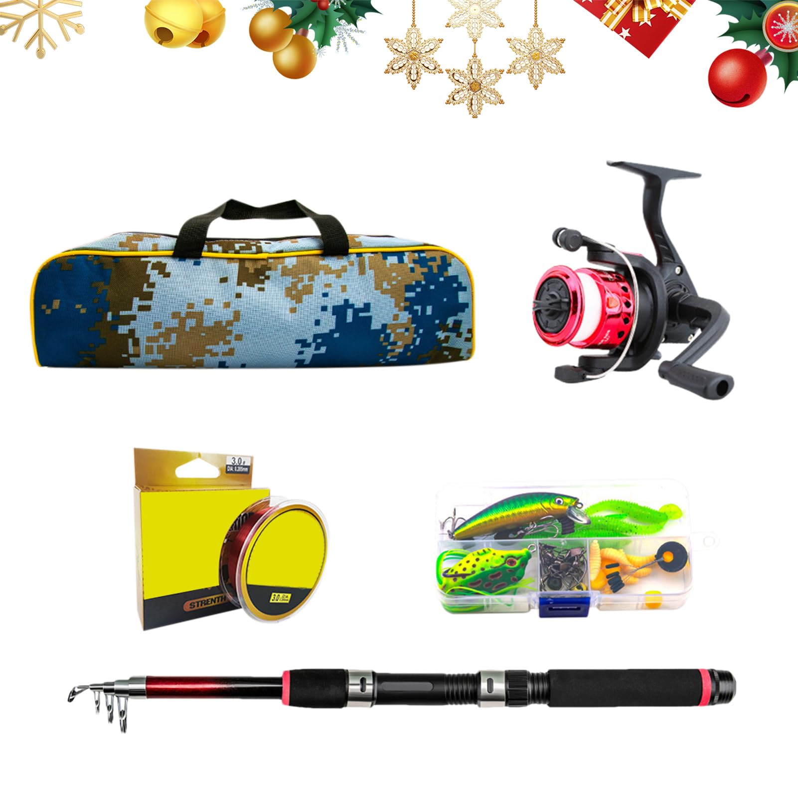 Kit canna da pesca, canne da pesca telescopiche, Combo mulinello da pesca | da viaggio, Attrezzatura da pesca per principianti con , canna da pesca telescopica leggera e mulinello da viaggio