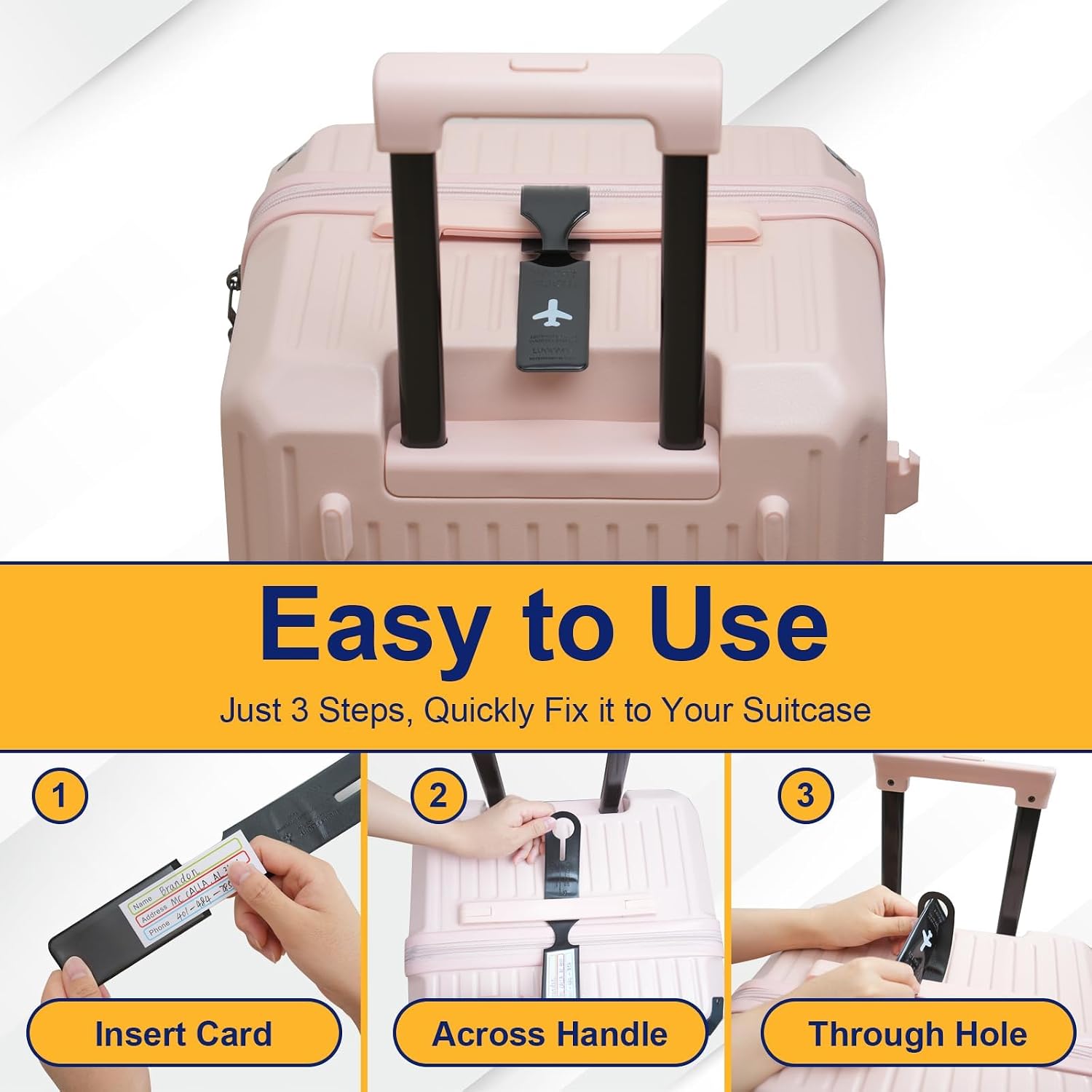 Pacote com 5 etiquetas de bagagem de avião, etiquetas de PVC duráveis para malas/mochilas, prevenção de bolsas perdidas, conjunto de acessórios de viagem com padrão de avião elegante para