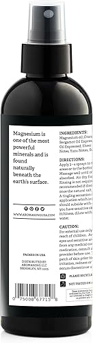 Miniatura 3 de Aromasong Pomelo Extra Strength Ultra-Pure Magnesio Spray (23 mg de magnesio en cada aerosol) 8 onzas, conocido por ser utilizado para molestias en