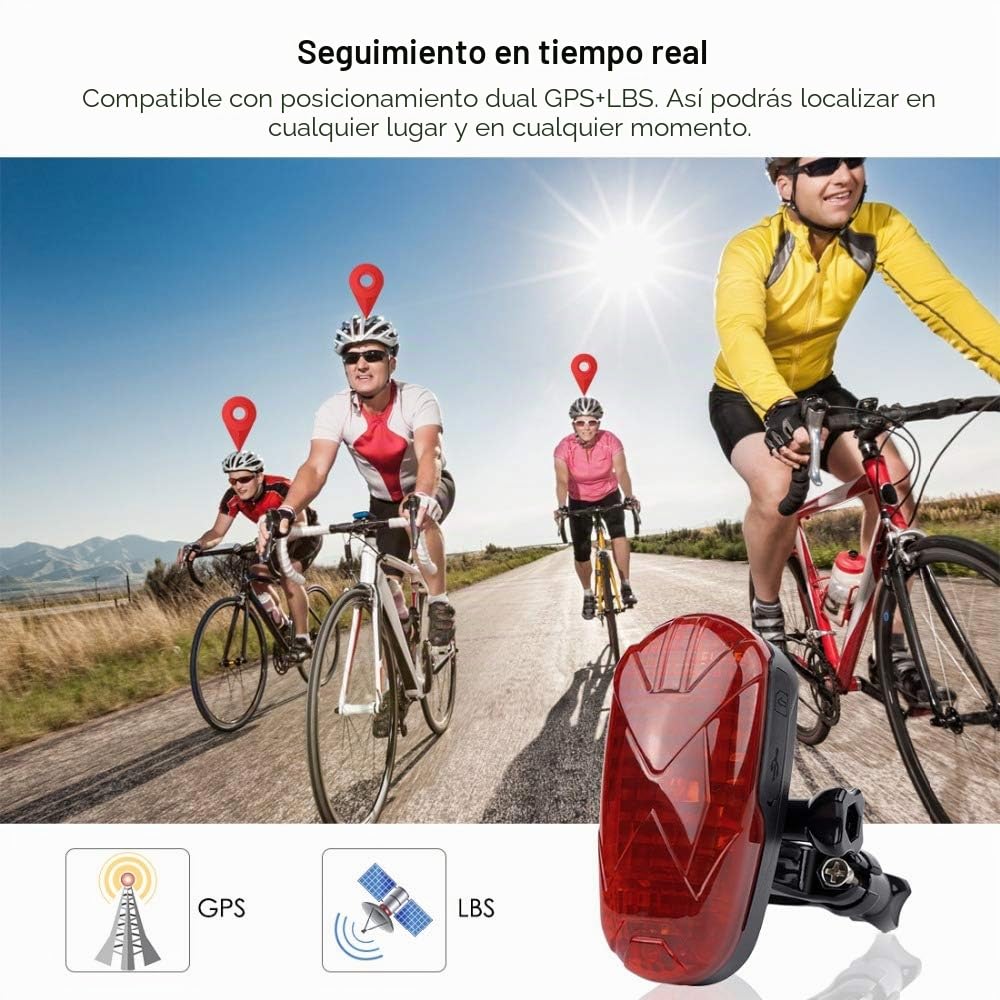 Rastreador GPS para Moto y Coche, Localizador Impermeable con Alertas SOS y de Velocidad, Batería 1800 mAh, sin Tarjeta SIM