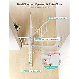 COMOMY 30 Tall Baby Gate for Stairs Doorways, Fits Openings 29.5 to 46 Wide, Auto Close Extra Wide Dog Gate for House, Pressure Mounted Easy Walk Through Pet Gate with Door, White