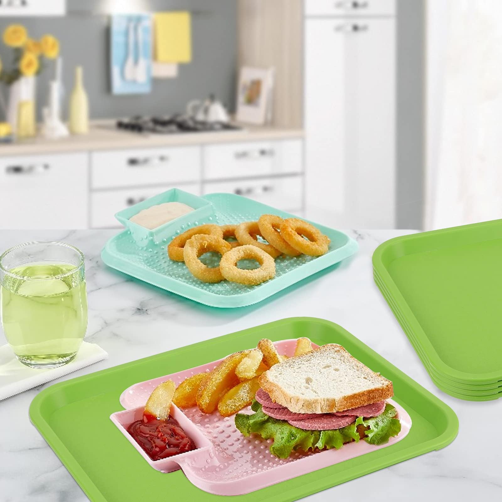 2er-Pack Fast-Food-Tabletts, 16 x 12 Zoll Restaurant-Serviertabletts-Set for Couchtisch, Küche, Party (Color : Coffce 2er-Pack Fast-Food-Tabletts, 16 x 12 Zoll Restaurant-Serviertabletts-Set for Couchtisch, Küche, Party (Color : Coffce