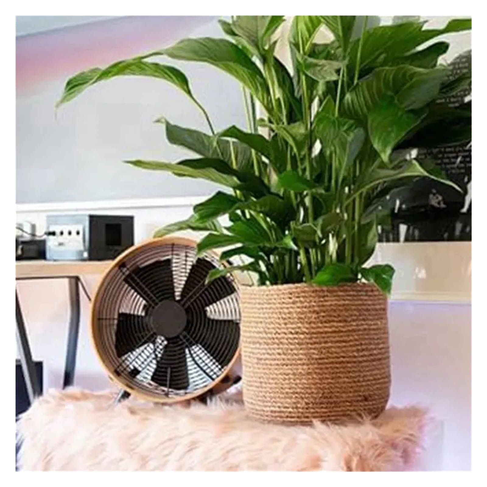 Wiklinowy kosz piknikowy, Woven Rattan Plant Pot Beige 22x23 cm Pack Of 4