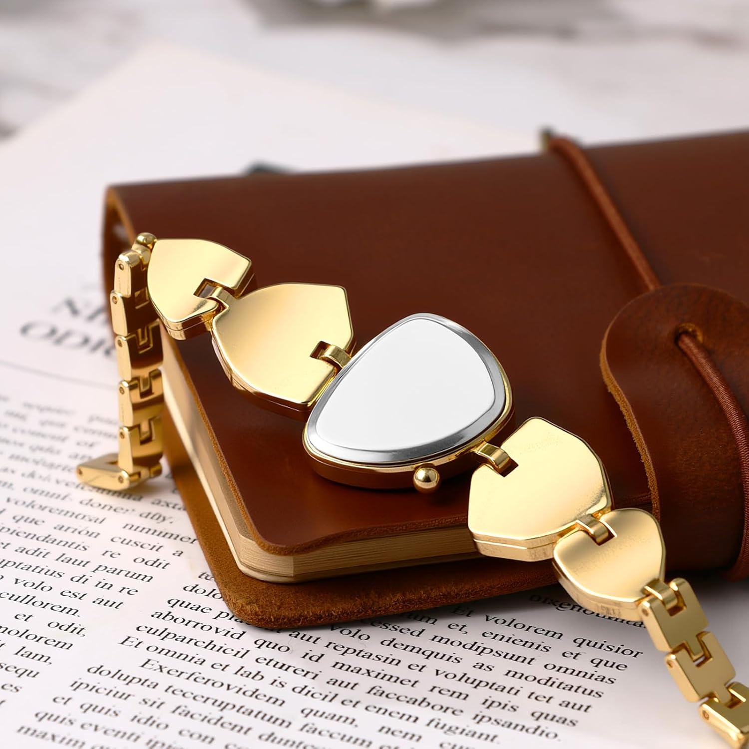 Avaner Women's Bracelet Wrist Watches: Ladies Vintage Retro Colorful Rhinestones Triangular Gold Tone Elegant Analog Quartz Watch - Image 3