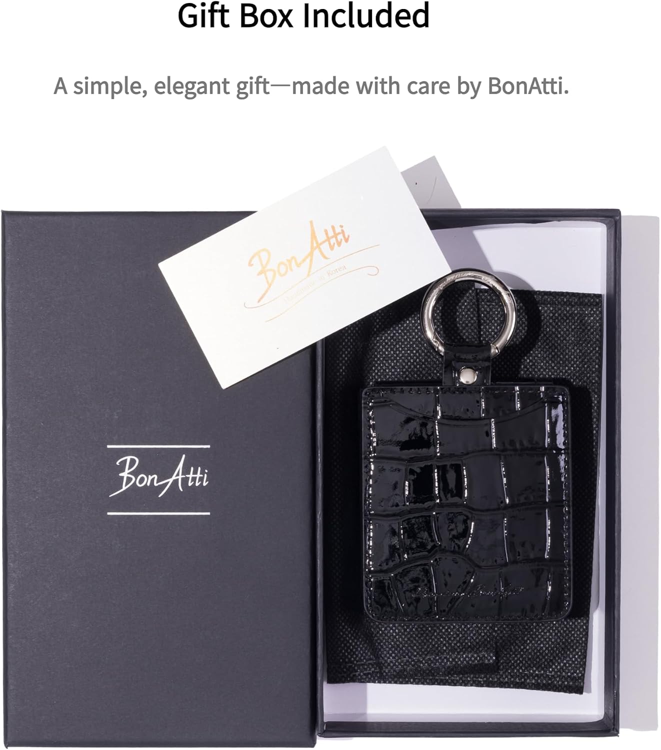 BonAtti Z Flip 6 Case – Compatible with Galaxy Z Flip 6, Premium Genuine Leather with Crocodile Texture, Ring Holder, Card Slot, Hinge Protection – Slim & Stylish Protective Cover (Black)