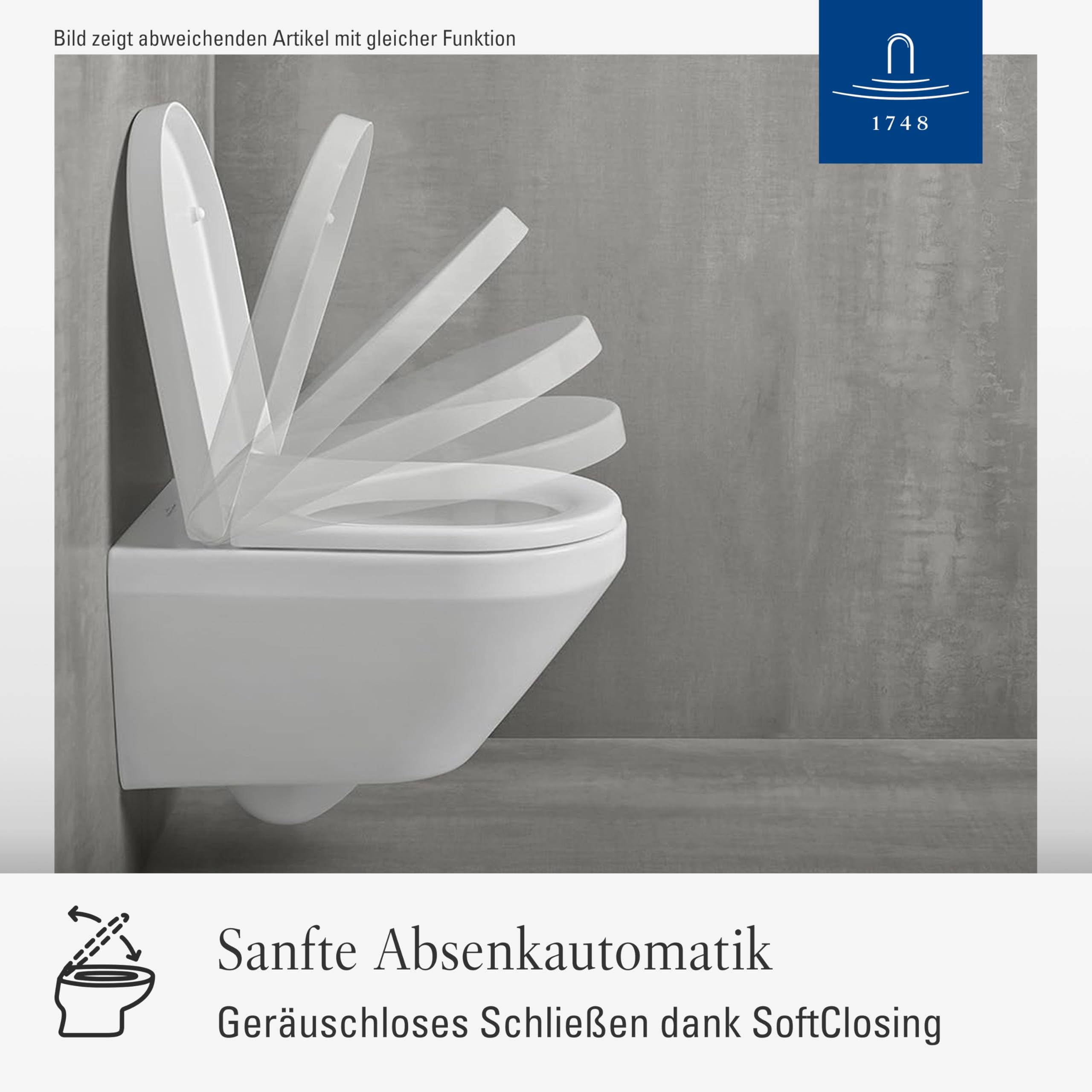 Villeroy & Boch O.novo WC-Sitz - Toilettendeckel mit Absenkautomatik - Abnehmbarer, bruchsicherer Toilettensitz aus Duroplast - Original Ersatzteil - Klodeckel in D-Form - Weiß Alpin, glänzend