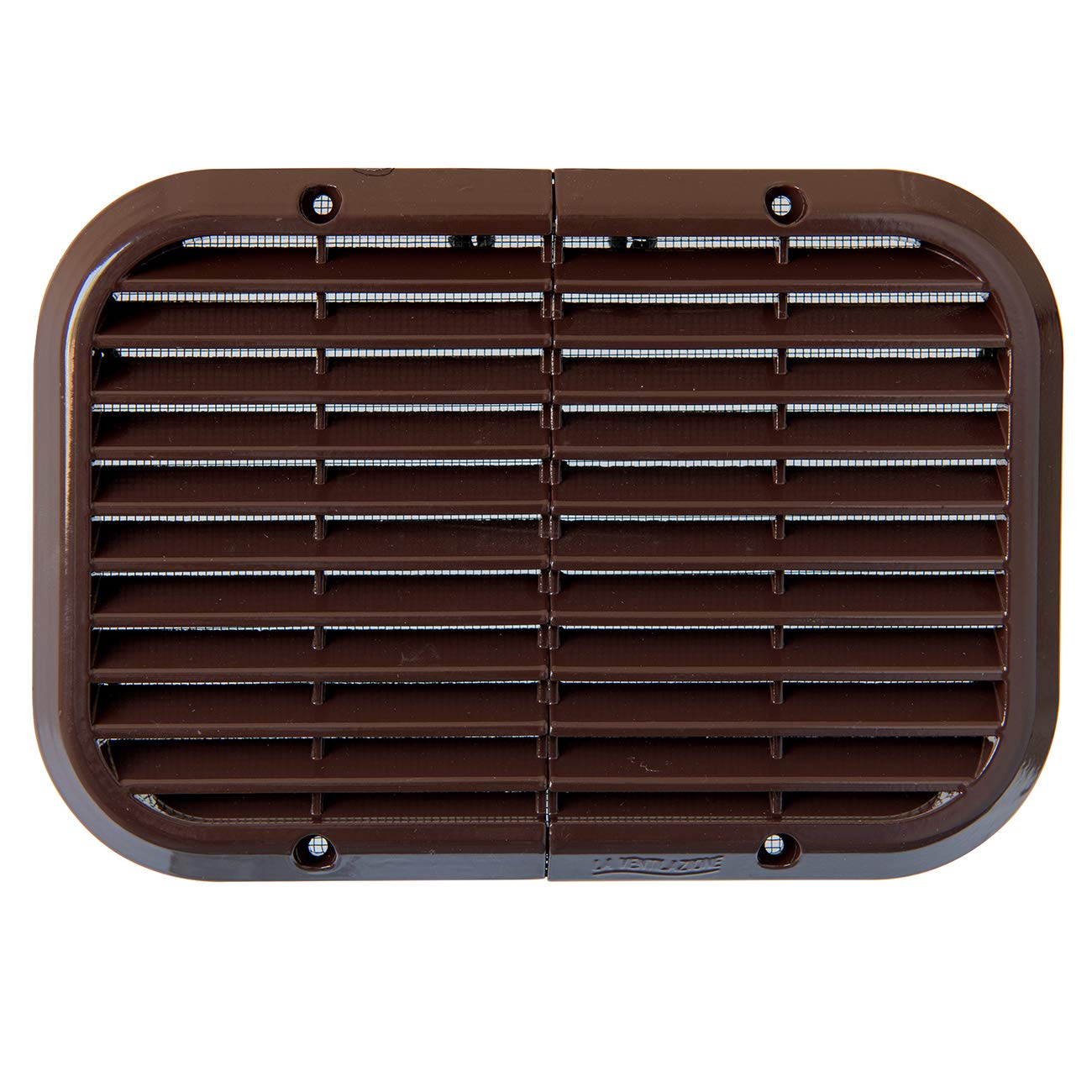 La Ventilazione ASR2215M Griglia Antisfondamento con rete antinsetti da Sovrapporre. Dimensioni 220x150 mm. Alluminio verniciato marrone