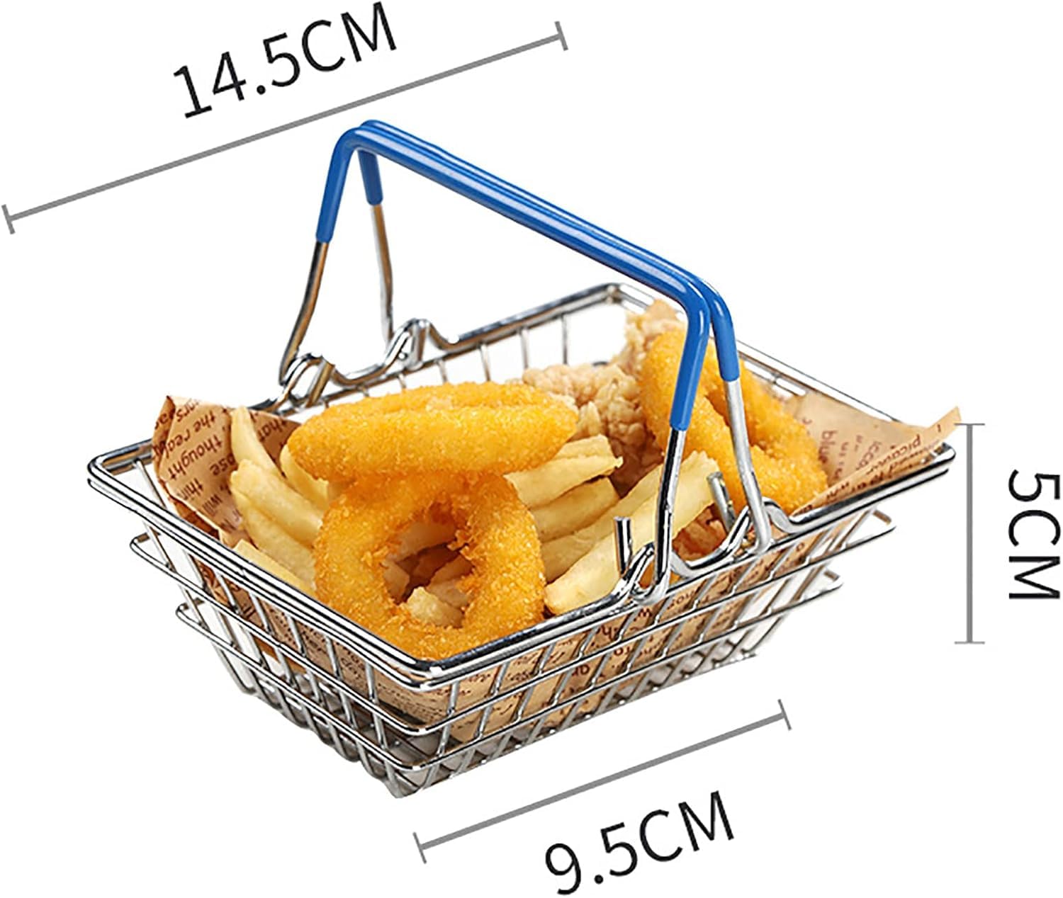 Prostuff.inยฎ Stainless Steel Mini Fry Basket French Fries Holder Fish and Chips Holder Snack Appetizer Serving Rack Mini Shopping Cart and Basket Shape 1Pcs Silver 3
