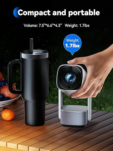 Miniatura 8 de SOOMFON Mini proyector con WiFi y Bluetooth Soporte 1080P Pequeño Proyector de Película Portátil con Altavoz de 6 W Foco Eléctrico Keystone