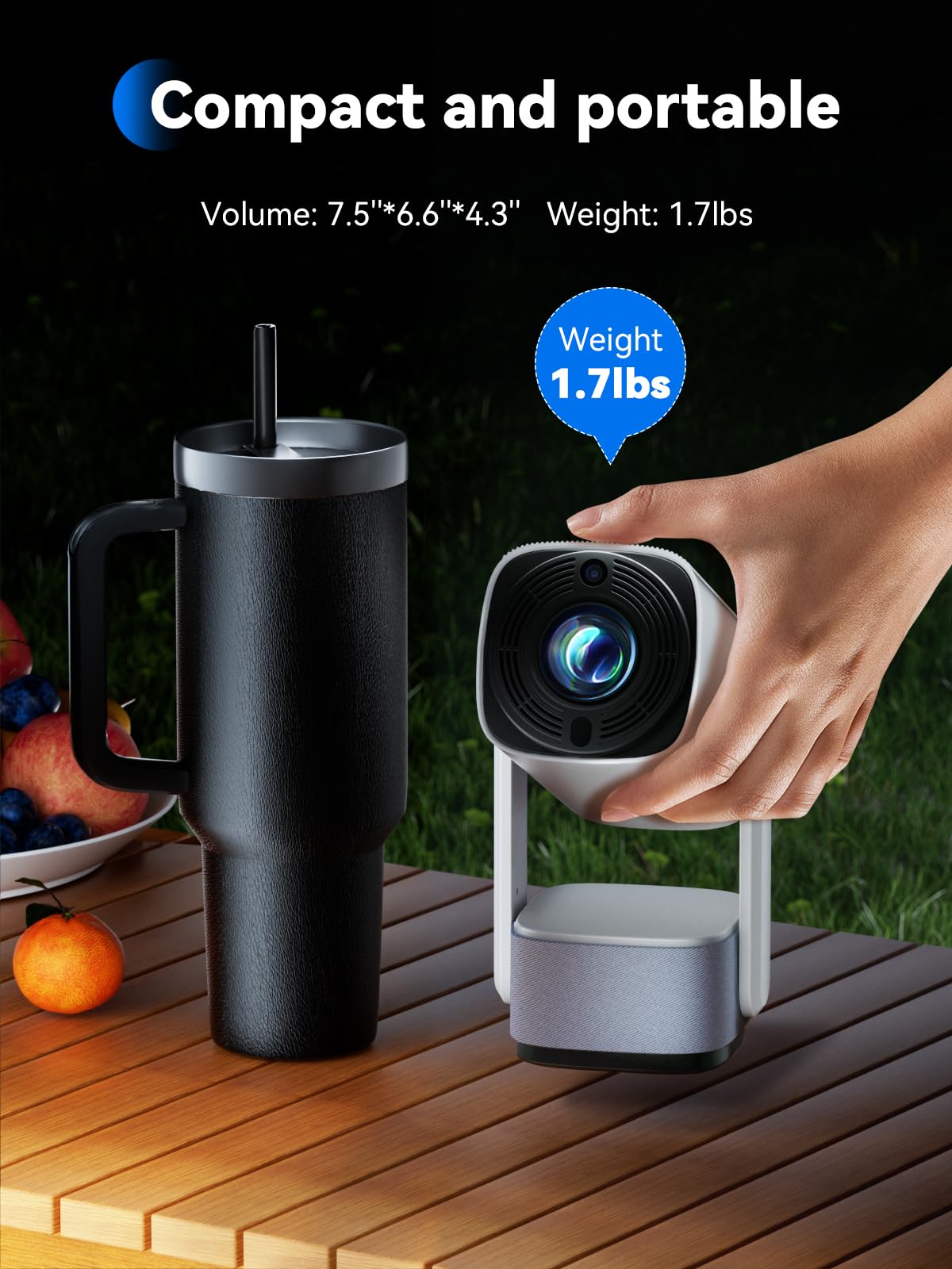 Mini Proyector Portátil 4K Supote - SOOMFON Smart TV Proyector 720P Nativo 260 Lumens 270° Rotation WiFi y Bluetooth Videoproyector para HDMI/TV Stick/USB/PS5/Laptop