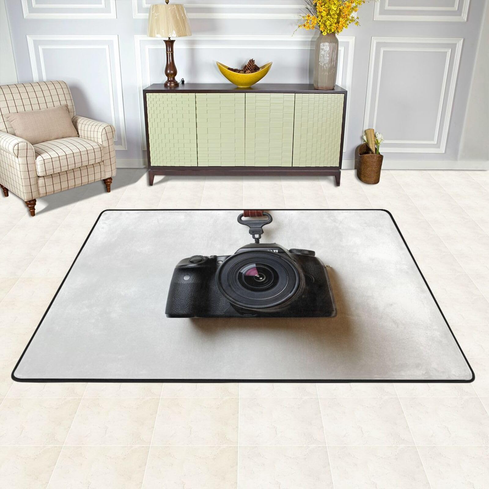 Tapis absorbant antidérapant et lavable grand format 183 x 122 cm motif caméra