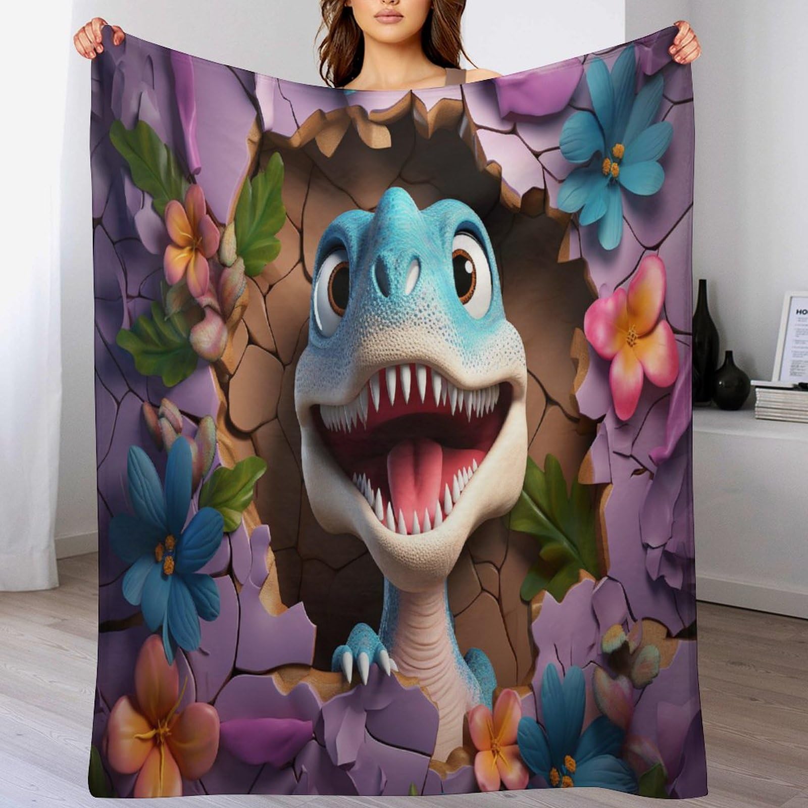 Plaid dinosaure pour enfants parfait pour le canapé et les voyages