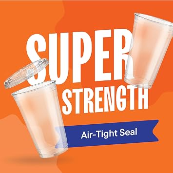 [100 Sets - 20 oz.] Clear Plastic Cups with Straw Slot Lid, PET Crystal Clear Disposable 20oz Plastic Cups with lids