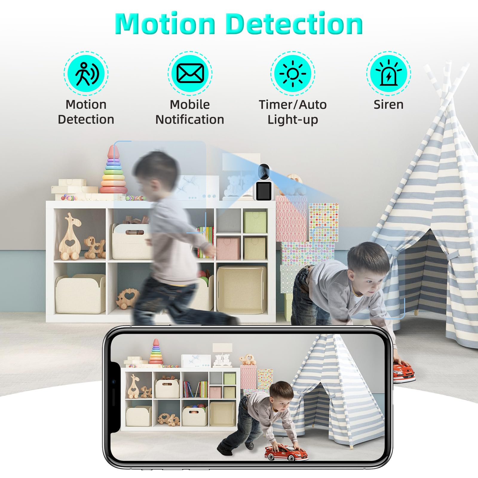 Videocamera di sicurezza per videochiamate, videochiamata istantanea per bambini, FaceTime con un solo tocco con i genitori, audio a 2 vie e visione chiara. Rilevazione del movimento Visione notturna