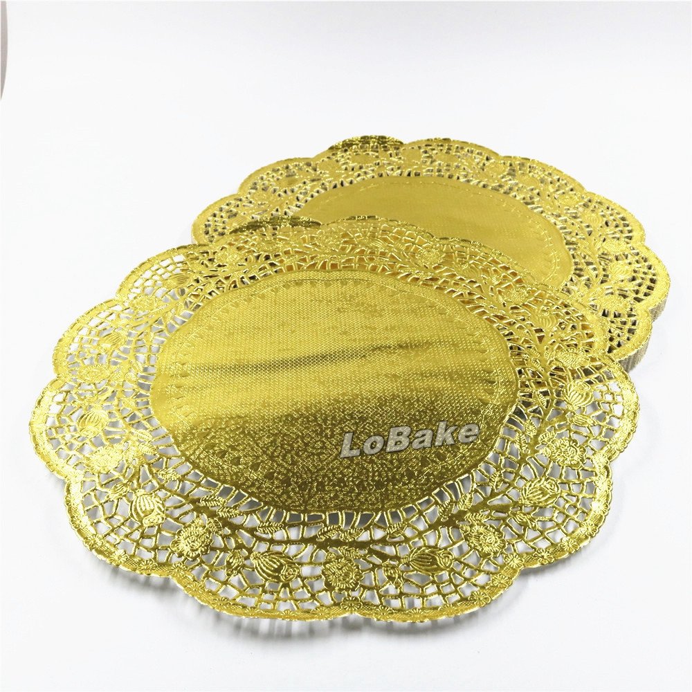 lobake 13,5 cm Golden Color redondo para encajes en papel blondas Pan manteles individuales boda lugar alfombrilla parte de mesa accesorios 100 piezas/Unidades