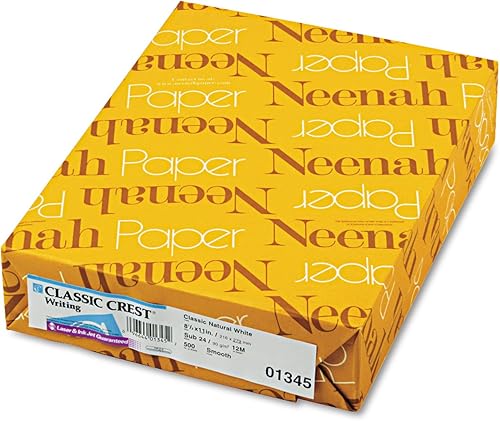 Neenah Paper 01345 CLASSIC CREST - Papel de escritura, 24 libras, 8 12 x 11, blanco natural, 500 hojas