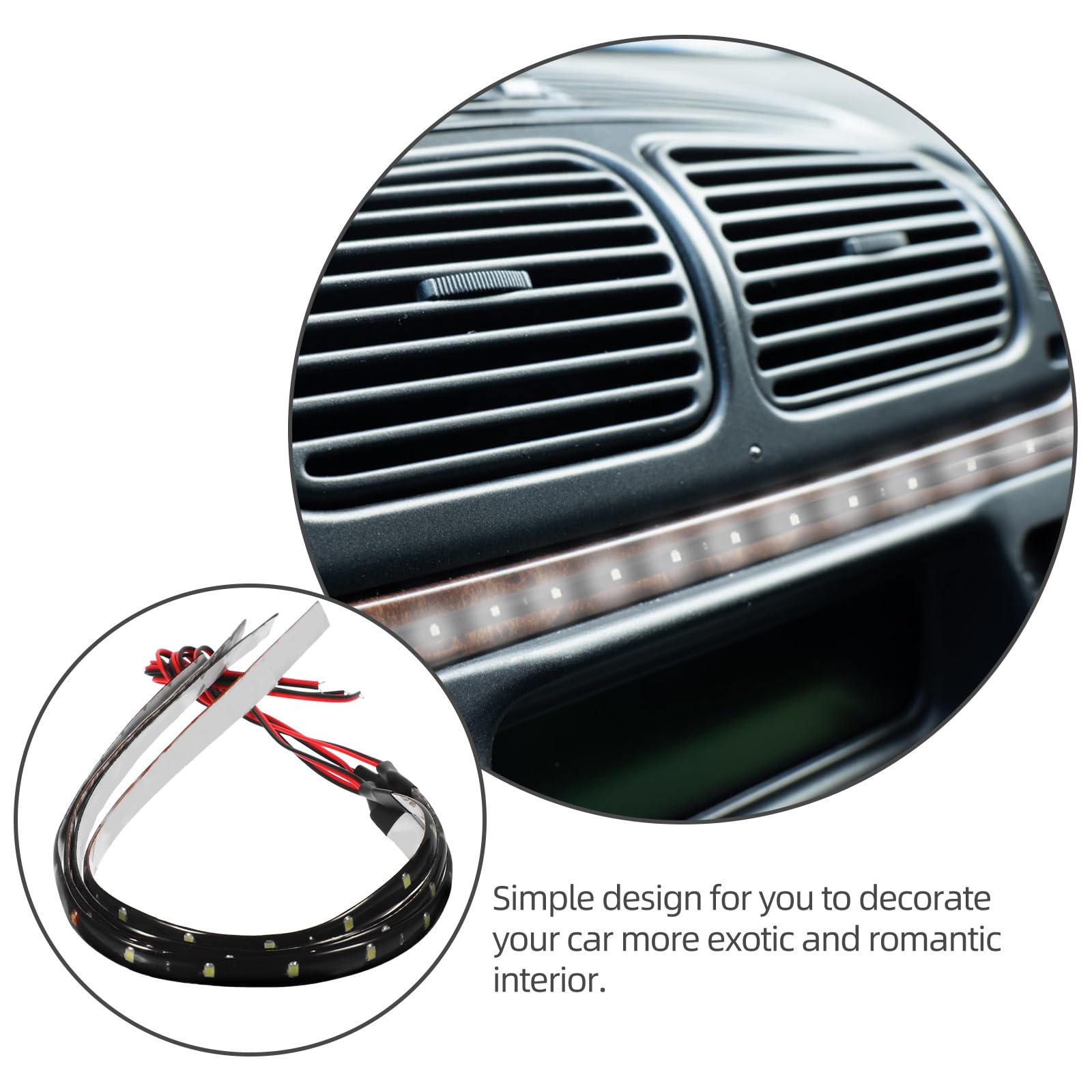 NUOBESTY Ruban LED Voiture Blanc 12v Étanche 4pcs Bandes Lumineuses pour Décoration Intérieure de Voiture et Camion, Design Simple