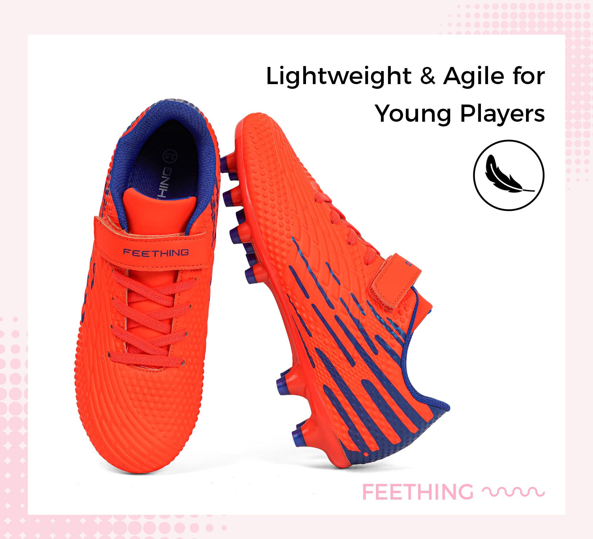 Kinder Fußballschuhe mit Nocken Leder & Kunststoff für Kunstrasen und Rasen Leichte Sportschuhe für Jungen Mädchen rutschfeste Sohle