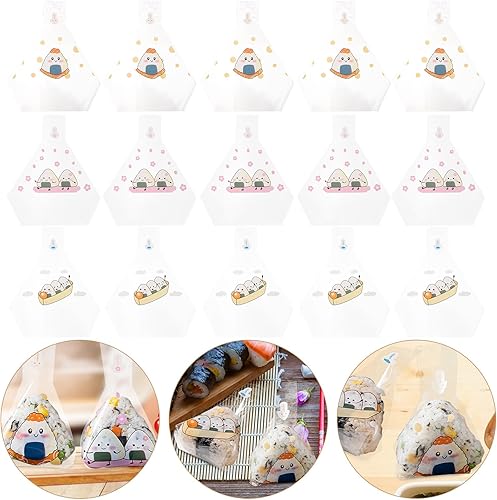 Miniatura 5 de 50 envoltorios desechables de Onigiri con lindo patrón fácil de rasgar para bolas de arroz Onigiri, sushi y triángulo Kimbap