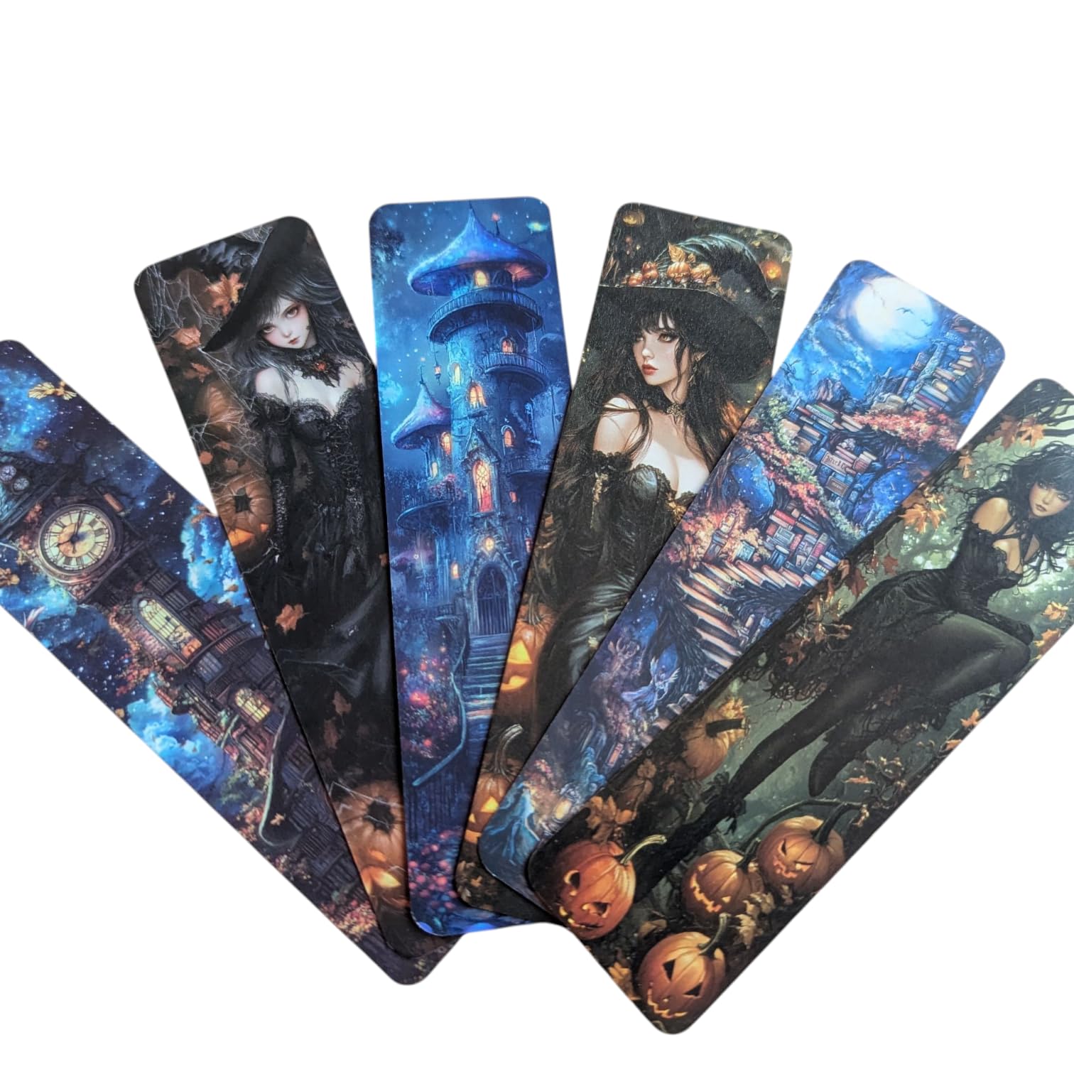 Gothic Vampire Bookmark Set – Double Sided Dark Fantasy Bookmarks with Vampires, Castles & Victorian Designs – Ideal Gifts for Gothic, Fantasy & Dark Academia Lovers (6pc Halloween Set 13)