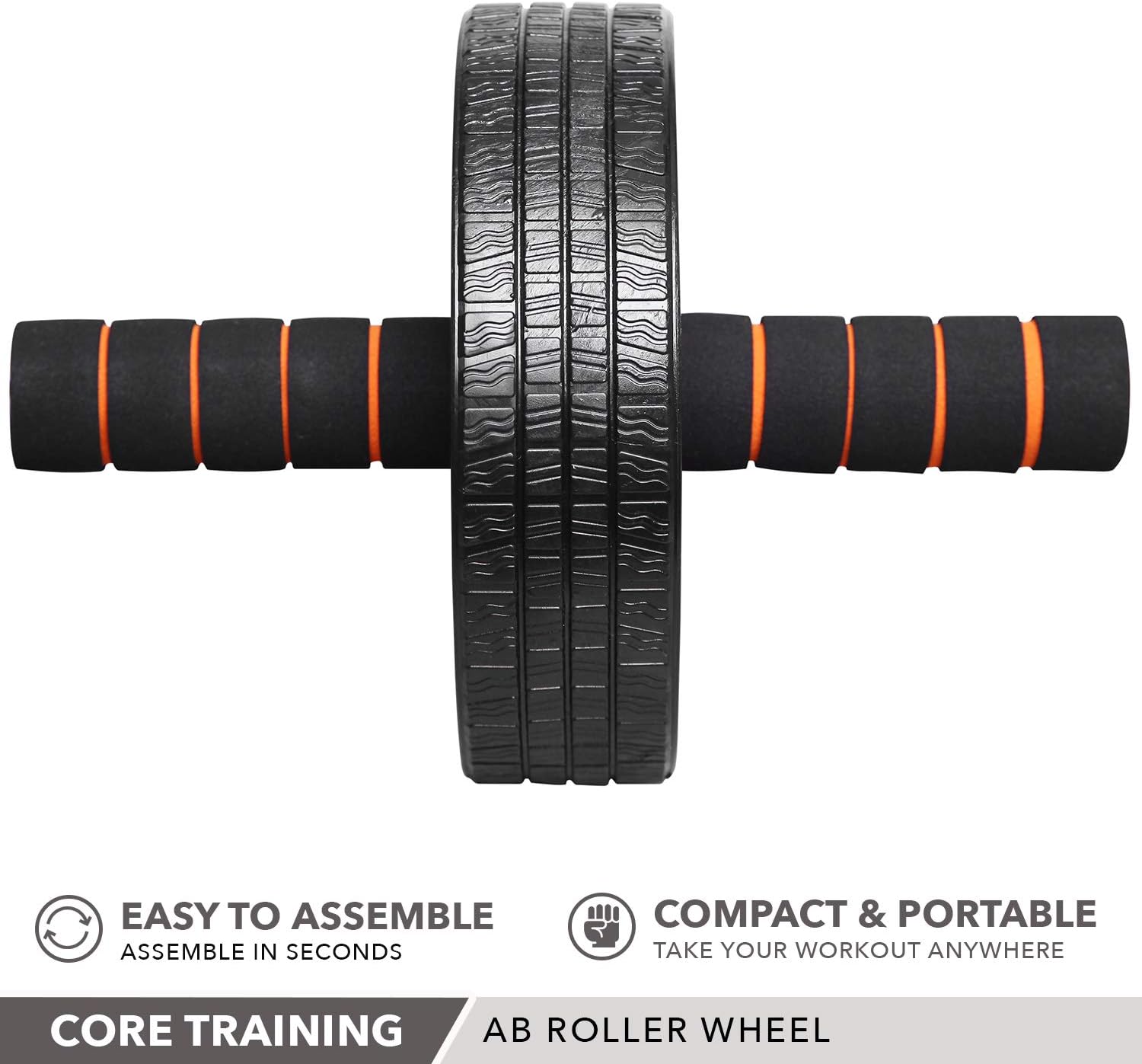 Ab Wheel Roller by Day 1 Fitness for Core Training, with Extra Traction and Easy Glide - Premium, Durable Exercise Wheel with Non-Slip Grip for Men and Women - Abdominal Workout Equipment for Obliques