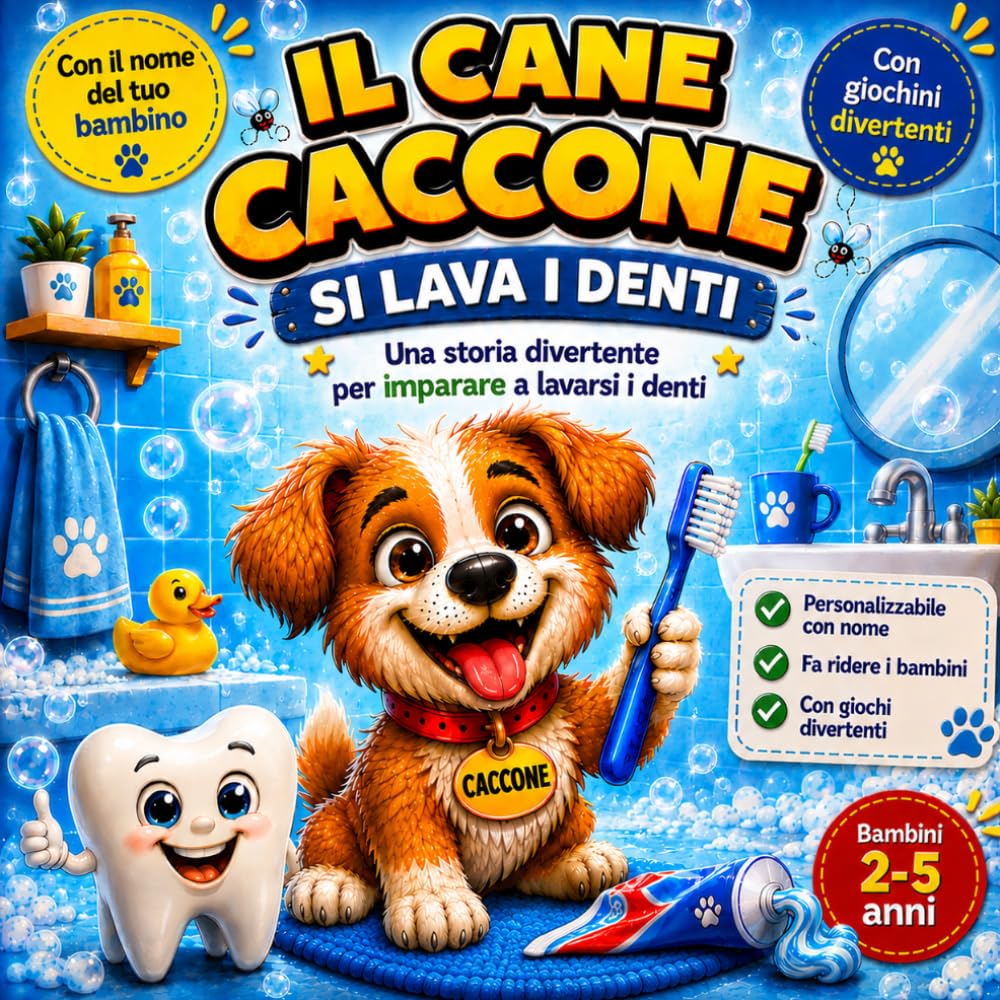 Il Cane Caccone si lava i denti: Una storia divertente per insegnare ai bambini a lavarsi i denti (2-5 anni)
