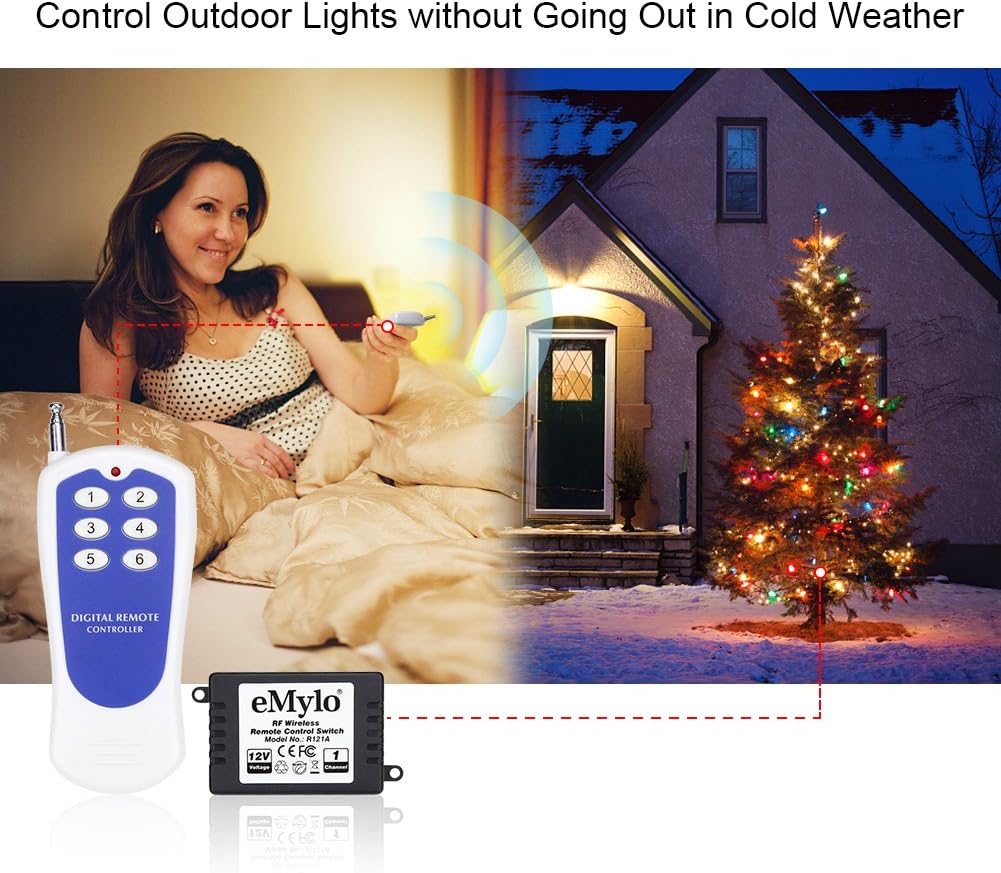 eMylo DC 12V 6X 1 Channel Wireless Relay RF Relay Wireless Remote Control Switch 433Mhz Transmitter with Receiver