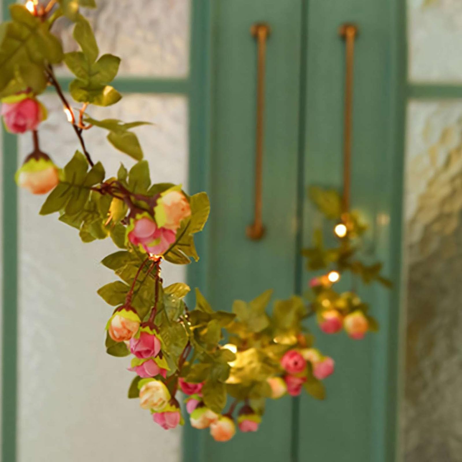 HFSAZJ 33ft Vine with Fairy Lights Plug in, 100 LED Vine with Fairy Lights with Remote, Warm White Ivy Garland String Light Battery Operated, Leaf Lamps for Christmas Wall Garden (Green D 5M/16.5FT)