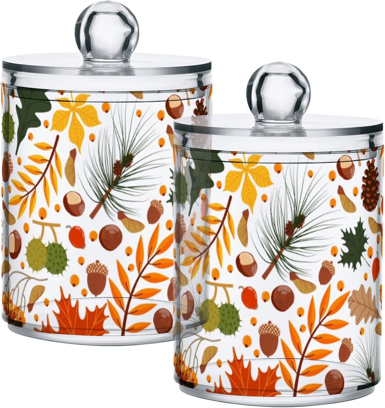 SUABO Clear Plastic Jars with Lids,Autumn Leaves and