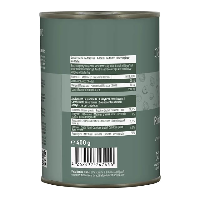 Foto 2 de 7 de catz finefood Alimento para Gatos clásico para Adultos de Vacuno y búfalo de Agua, sin Gluten ni Cereales