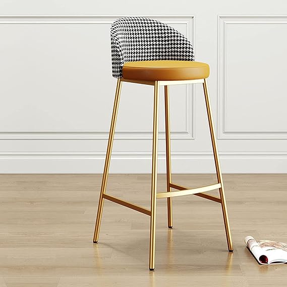Modern Bar Stools Set Counter Height Dining Chairs Bar Stools Set of 2 Barstools with Back and Footrest Bar Height Faux PU Leather Stool Chairs(Yellow,65cm)