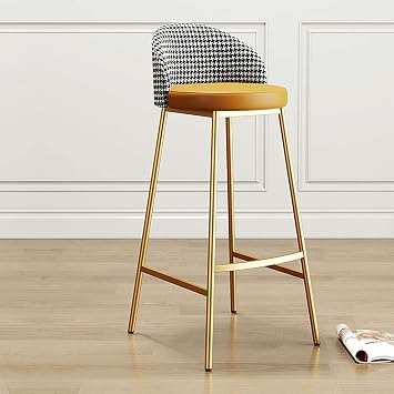 Modern Bar Stools Set Counter Height Dining Chairs Bar Stools Set of 2 Barstools with Back and Footrest Bar Height Faux PU Leather Stool Chairs(Yellow,65cm)