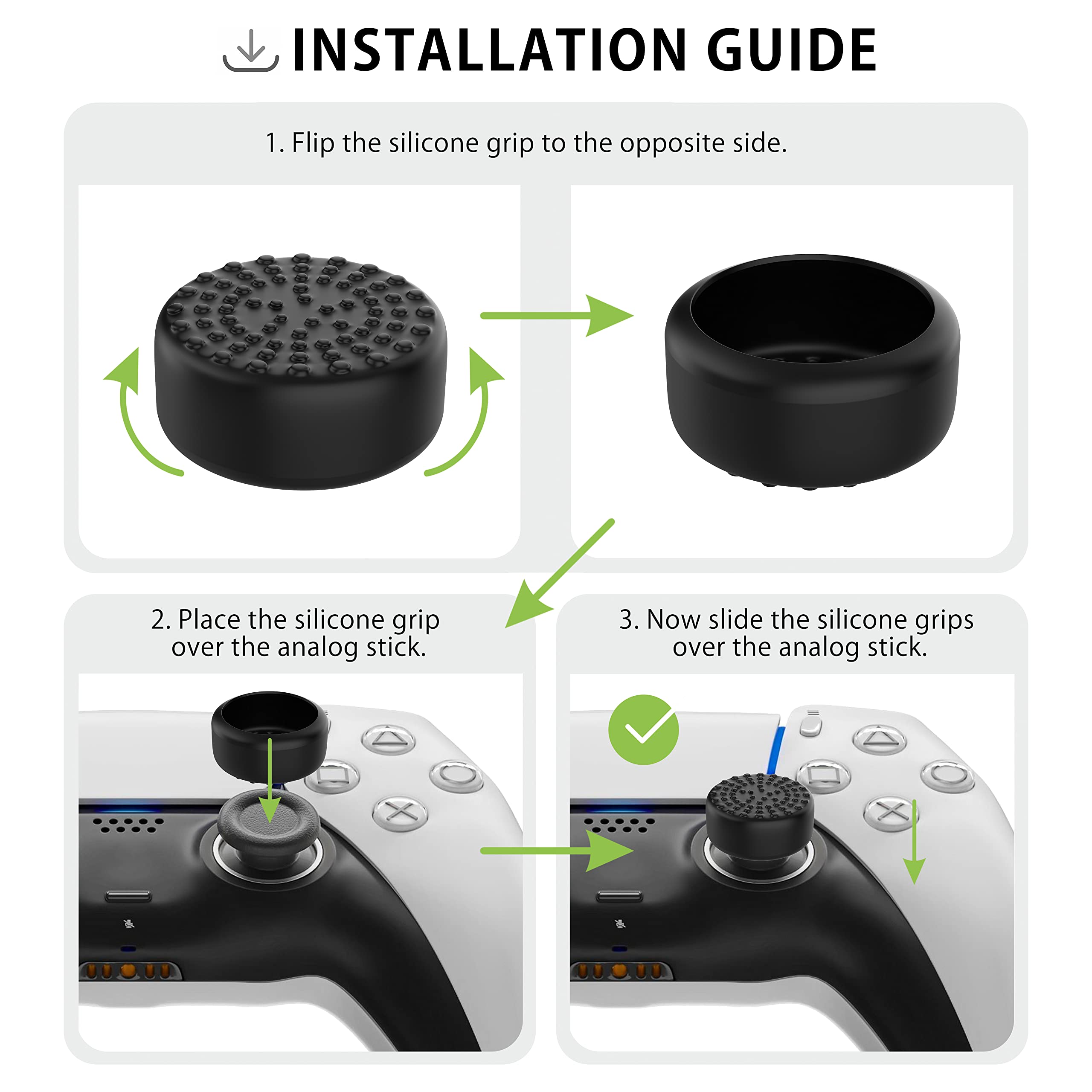 MyGadget Funda de Silicona Mando PS5 - con 8 Botones de Thumbsticks (2 Pares Altos | 2 Pares Bajos) - Carcasa para PlayStation 5 Dualsense Wireless en Negro - 5