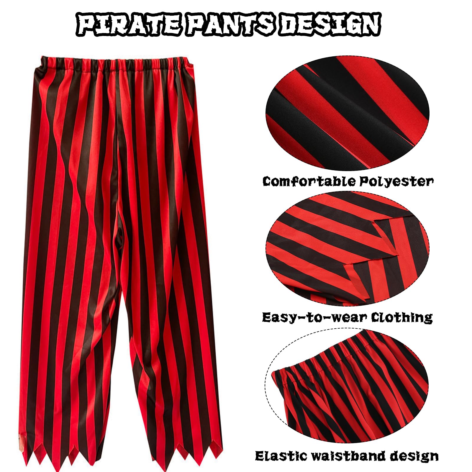 Maazusa Pirate Costume for Men, Adult 4-Piece Set including Pant, Hat, Skull Eye Patch - Image 4