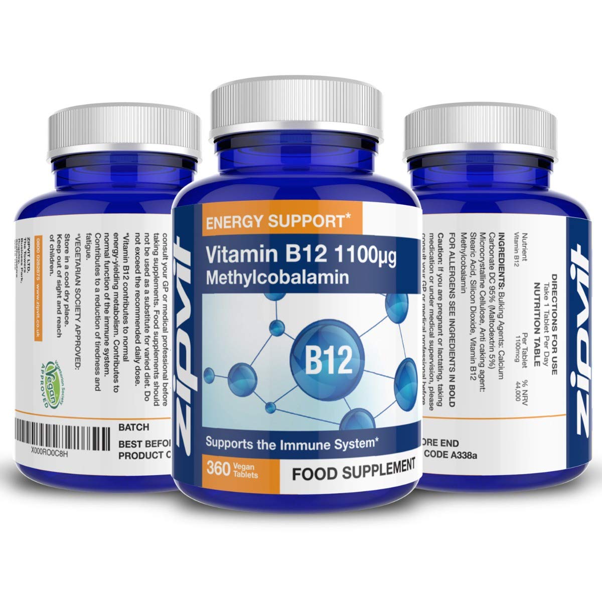 Vitamin B12 Tablets High Strength 1100mcg Methylcobalamin, 360 Vitamin