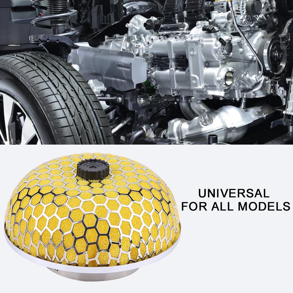 Filtro Dell'aria, Filtro di Aspirazione della Presa D'aria Dell'Auto, Schiuma di Funghi, Filtro a Fungo Hks, Garza Ad Alto Flusso, Universale (rosso), Ideale per Auto con Spazio (Giallo)