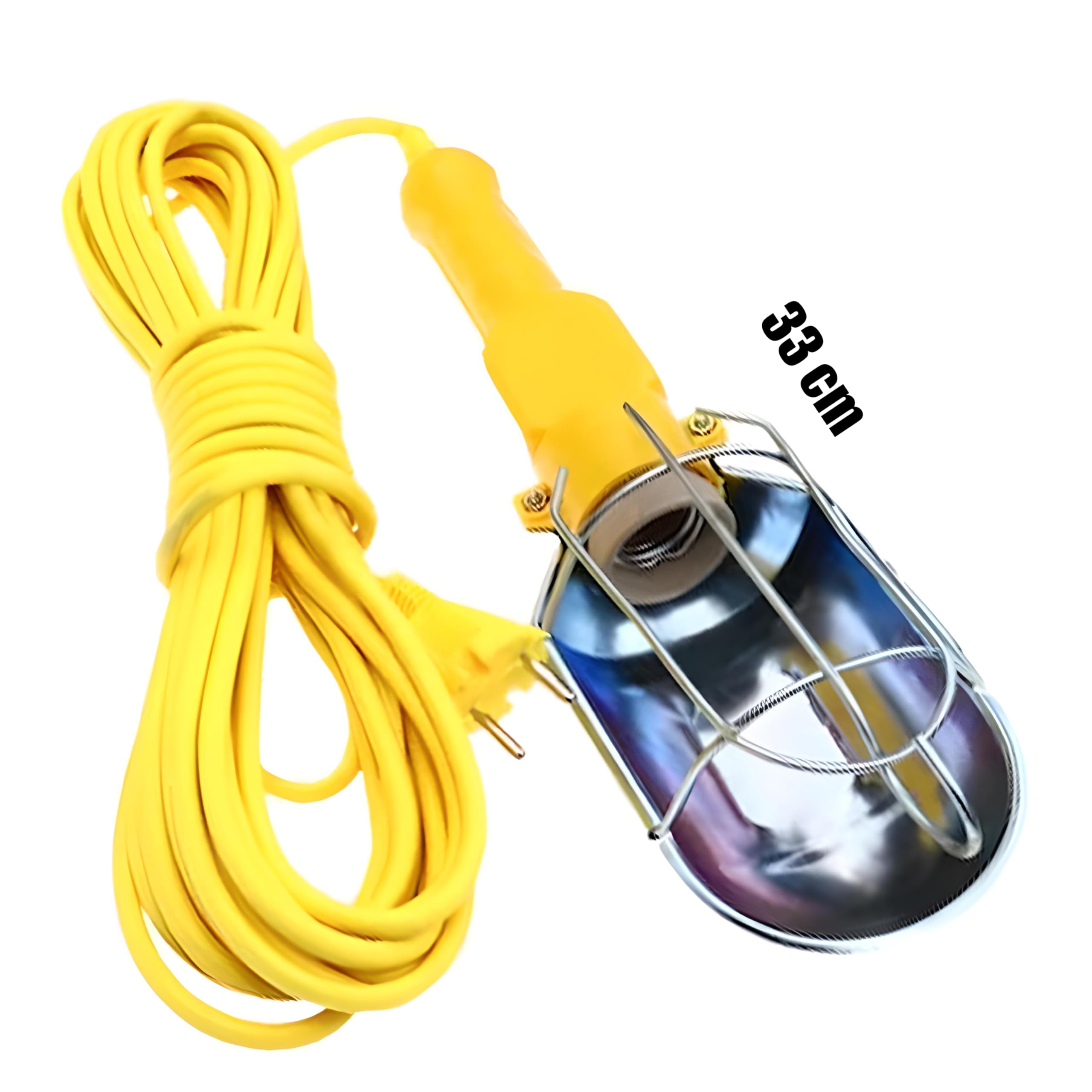Retoo lampa ręczna, oprawa E27 z kablem, robocza, inspekcyjna, warsztatowa, budowlana, żarówka z kablem sieciowym 10 m, przełącznik wtyczka EU, żółta