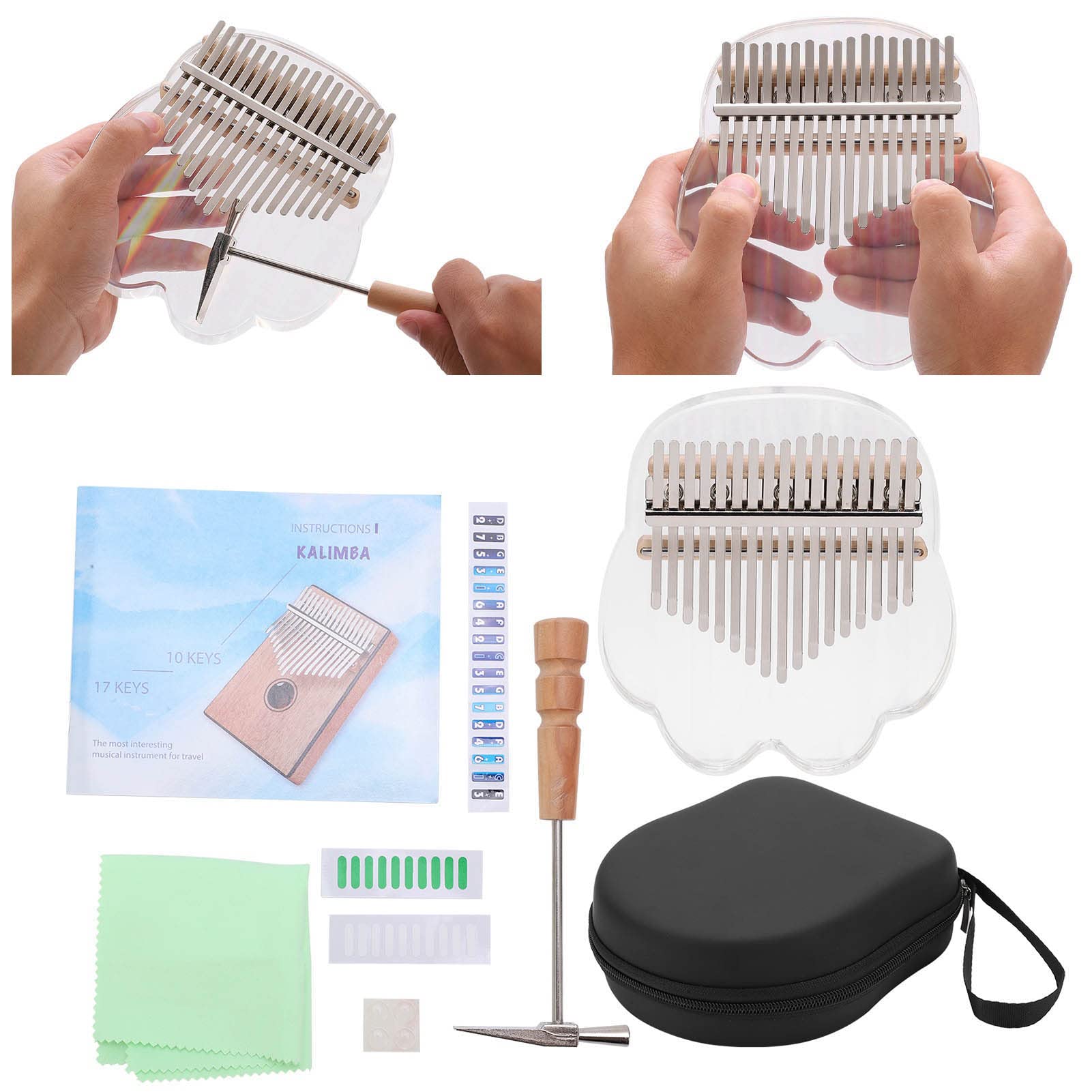Kalimba de 17 tonos, piano de pulgar acrílico, sonido único, regalo para principiantes, instrumentos de ocio al aire libre M-1S
