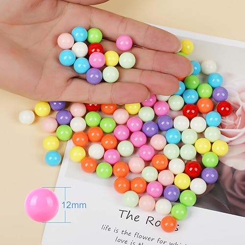 Miniatura 9 de Laviesto Bolas de mármol de repuesto de 0.47 pulgadas (0.472in), 84 bolas acrílicas de color sólido para juego de mesa, juego de cuentas arco iris,