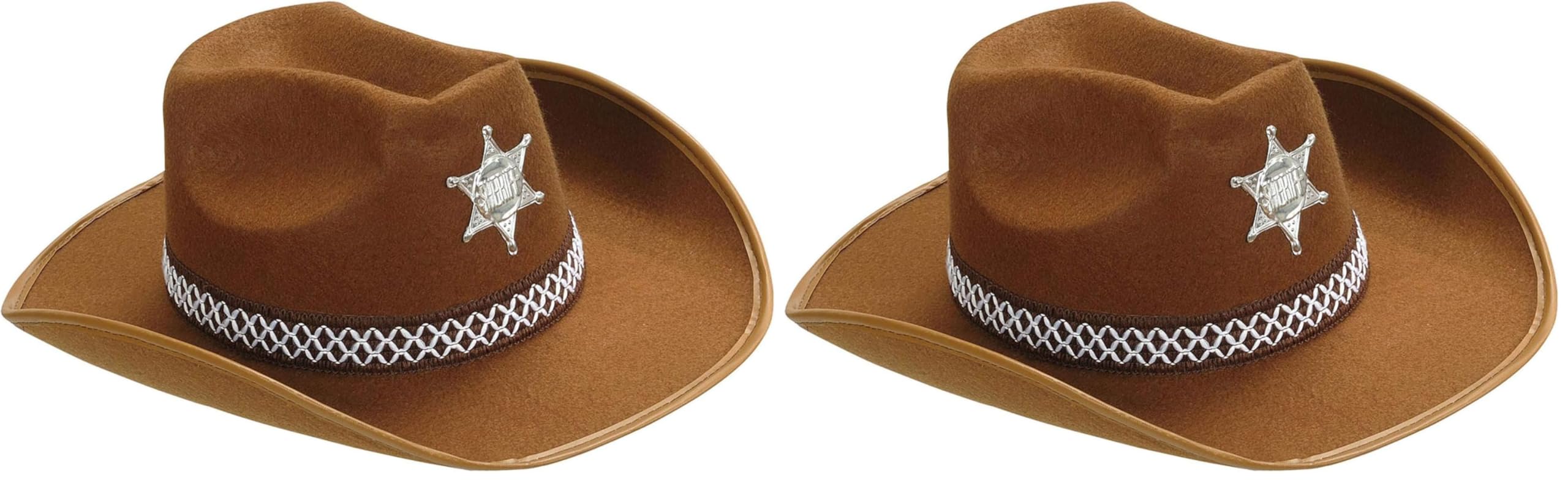 Widmann Chapeau De Cowboy Shérif – Avec Bandeau & Étoile – Accessoire Déguisement Rodéo & Carnaval