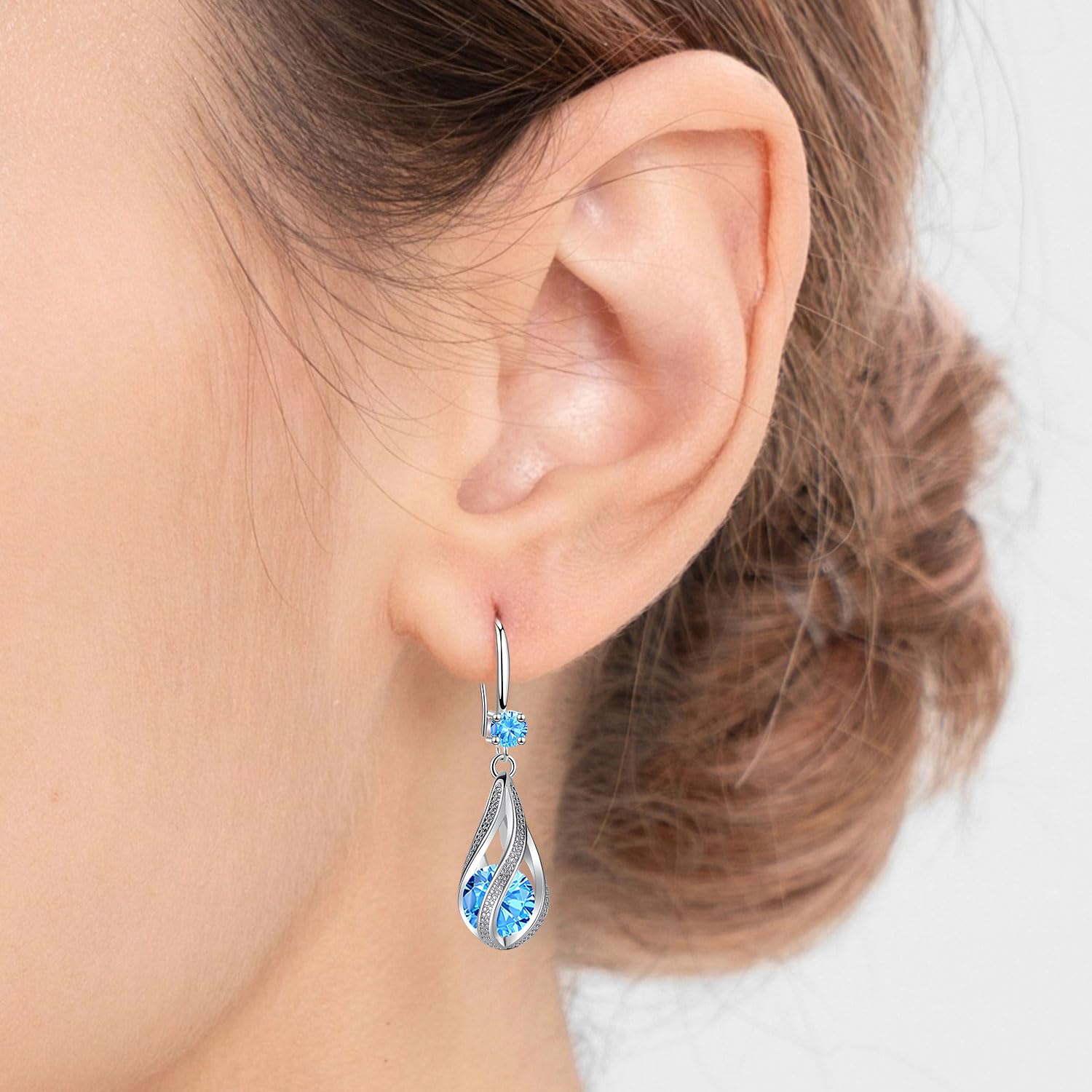 Ohrringe Hängend für Damen, Tropfen-Design Ohrhänger mit Fixiertem Zirkonia, Modische Ohrringe, Elegante Damenohrringe als Geschenk