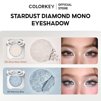 COLORKEY Stardust Diamond Mono Eyeshadow, High-Pigment Single Eye Shadow with Diamond Sparkle, Long-Lasting, Waterproof, Smudge-Proof, Multi-Dimensional Shine, Enhances Eye Contour (S01)