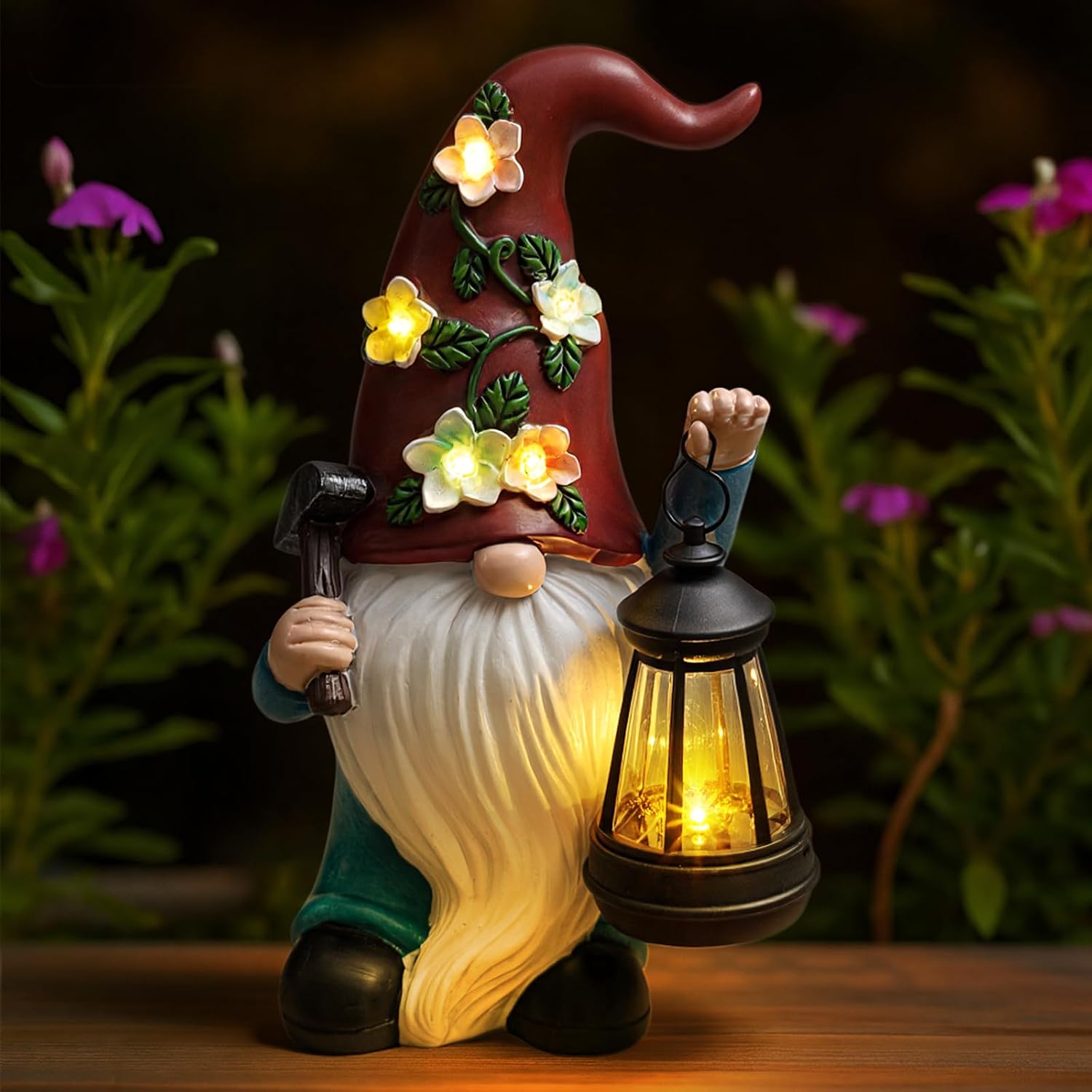 Riakrum Gnome Hide a Key Outside Figurine Key Hider with Solar Light Yard